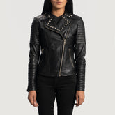 Quvet Black Leather Biker Jacket